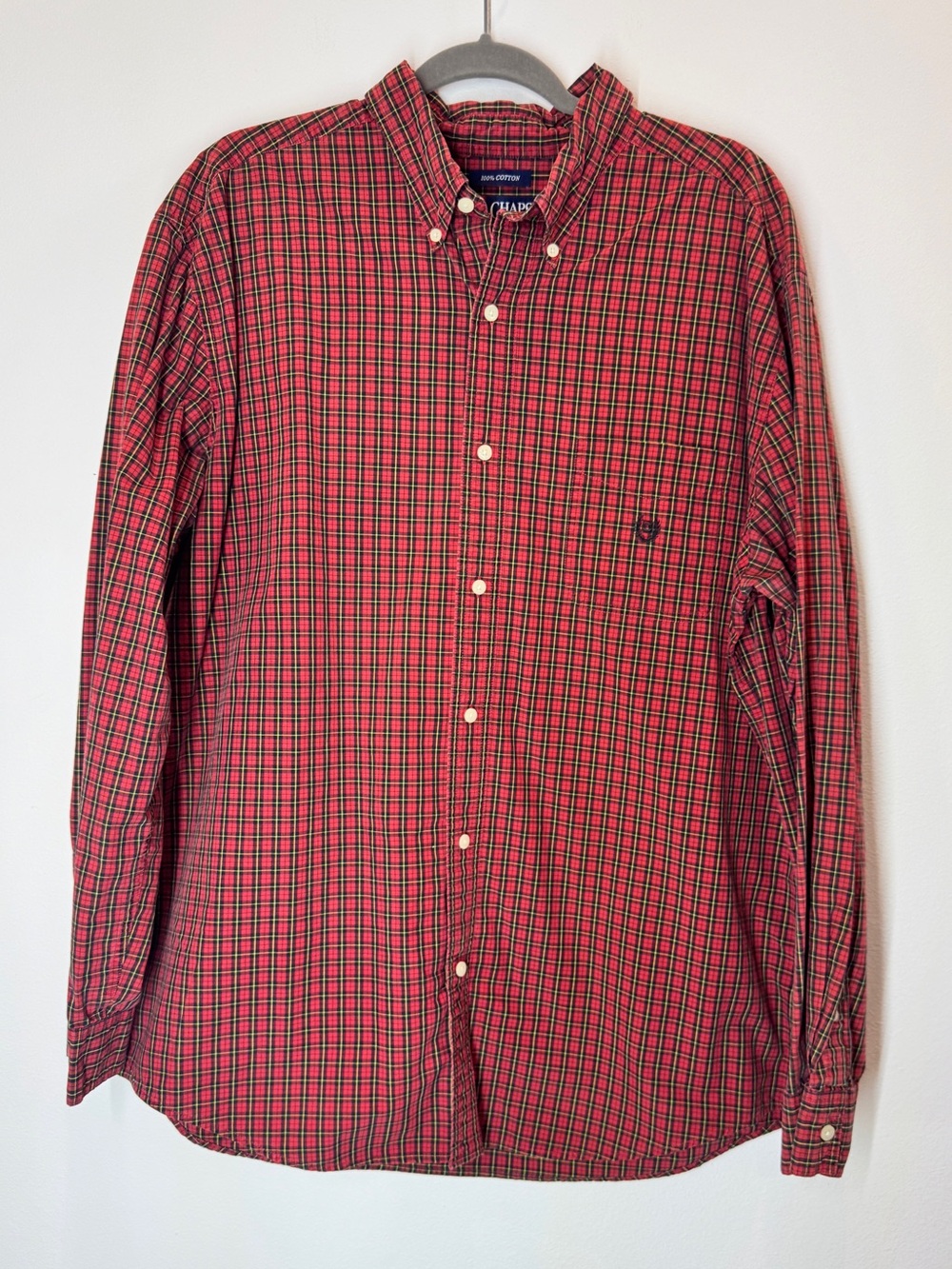 Chaps Men’s Red and Black Plaid Button-Down Shirt